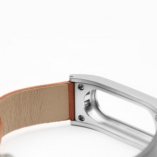 Кожаный ремешок для Xiaomi Mi Band 2 Red/Silver Лицензия