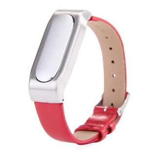 Ремінець для браслета Xiaomi Mi Band Leather Red/Silver Ліцензія