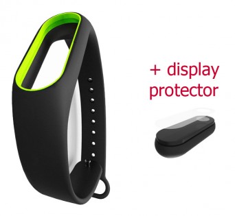 Ремінець для браслета Xiaomi Mi Band 2 Black/Green + display protector