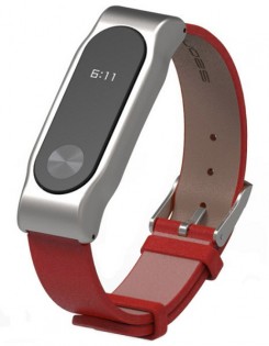 Шкіряний ремінець Xiaomi MiJobs до Xiaomi Mi Band 2 Red/Silver