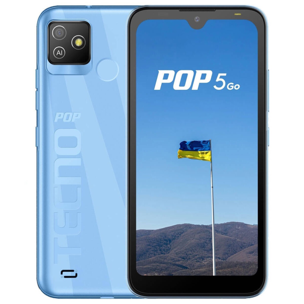 Смартфон Tecno Pop 5 Go (BD1) 1/16GB Dual Sim Diamond Blue (4895180771026)  купить в Киеве: цена, отзывы, описание, фото - miot.ua