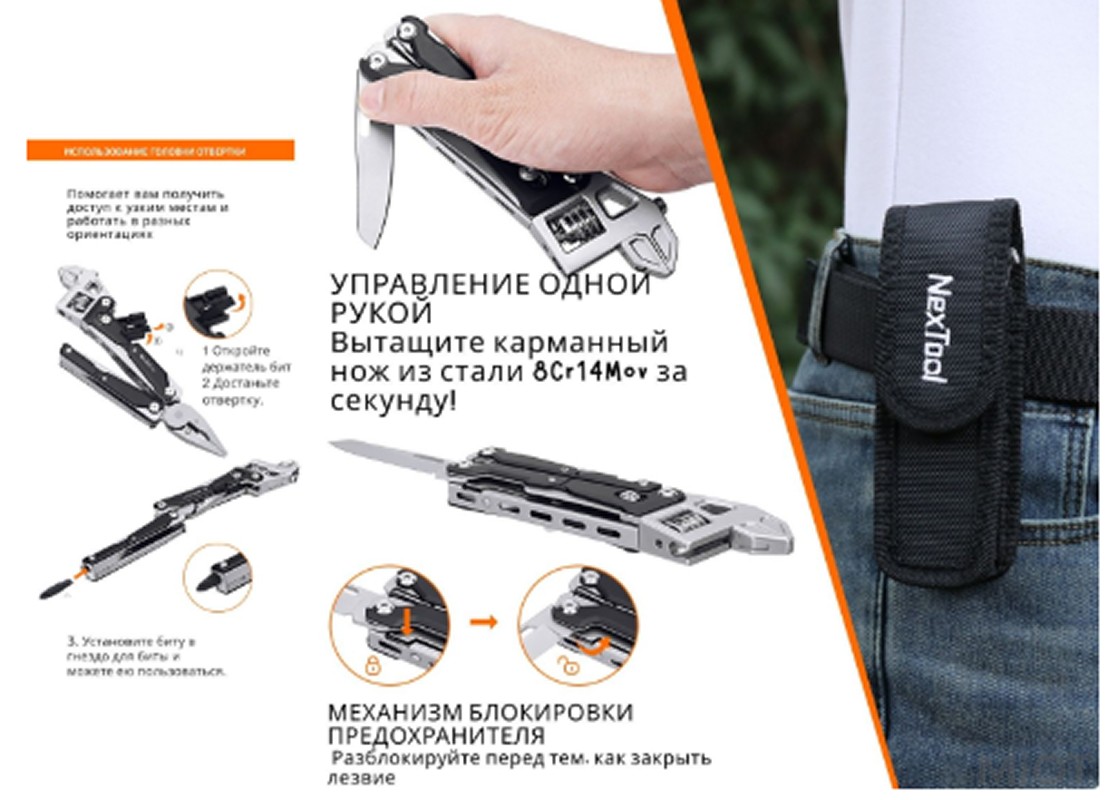 Плоскогубцы с разводным ключом Xiaomi Nextool W4 (NE20362A) купить